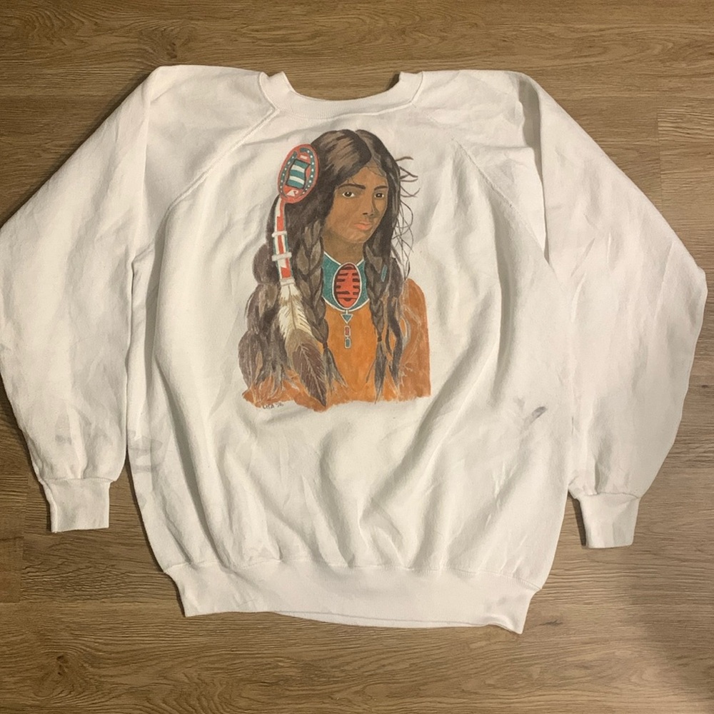 Vintage 1976 Hanes sport crewneck men’s XL Native American